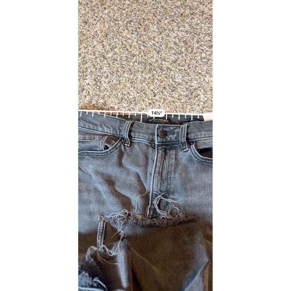 Banana Republic Premium Denim High-Rise‎ Straight Jeans Washed Black Raw Hem 30 - Picture 5 of 8